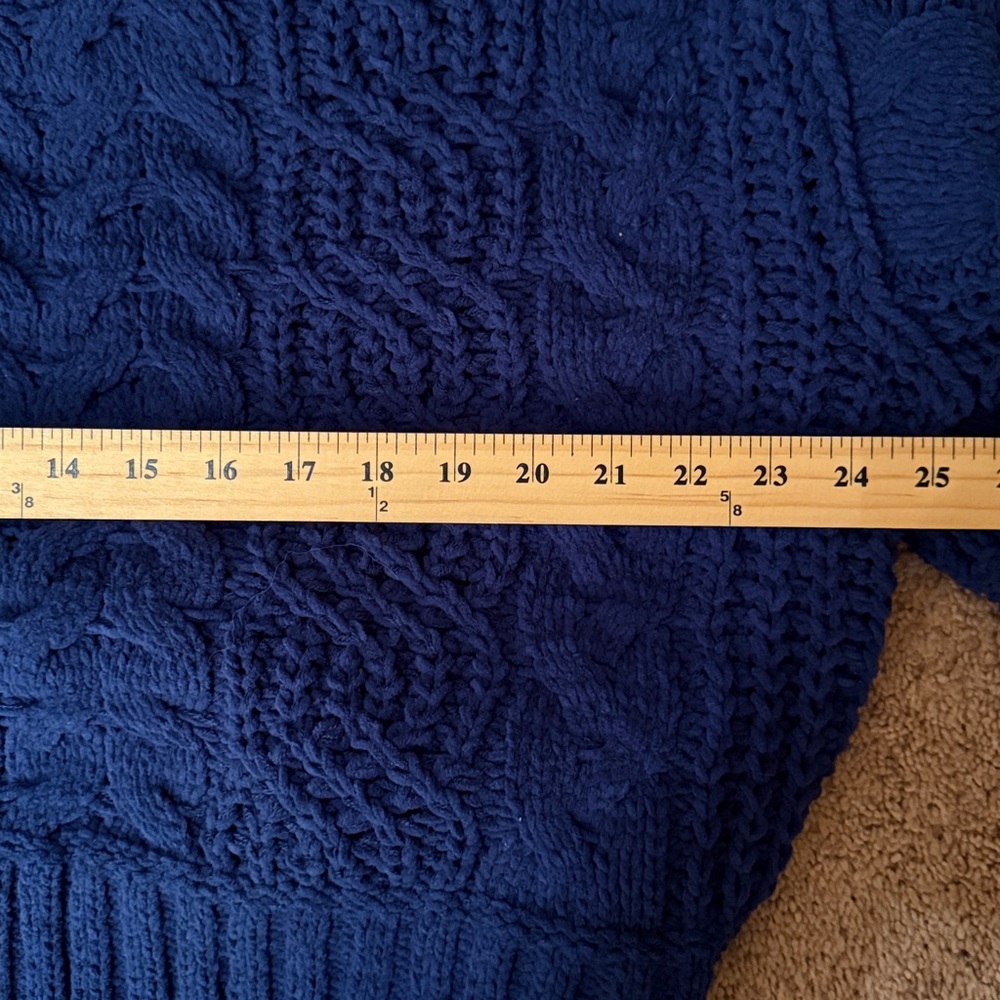 Navy blue cable knit crochet baby soft mock neck sweater women’s small NEW - Picture 8 of 8